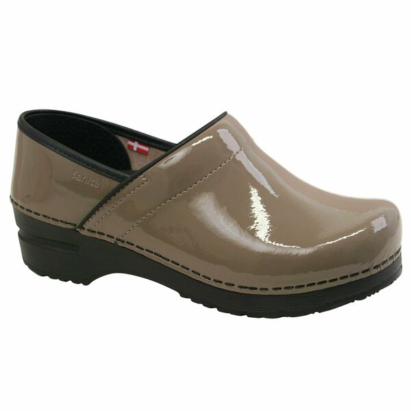 Sanita PROFESSIONAL Patent Leather Women's Closed Back Clog in Taupe, Size 7.5-8, PR 457406W-175-39